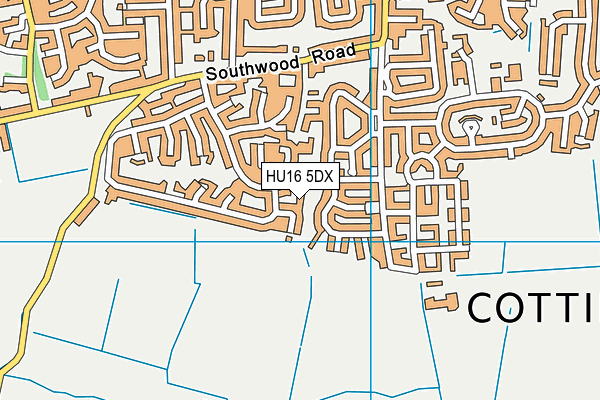 HU16 5DX map - OS VectorMap District (Ordnance Survey)