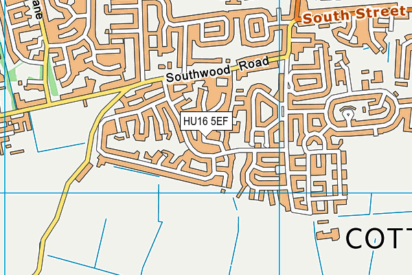 HU16 5EF map - OS VectorMap District (Ordnance Survey)