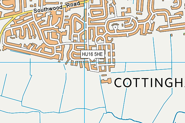HU16 5HE map - OS VectorMap District (Ordnance Survey)