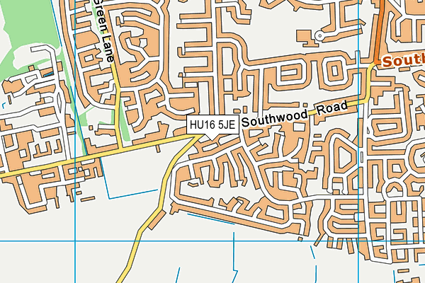 HU16 5JE map - OS VectorMap District (Ordnance Survey)