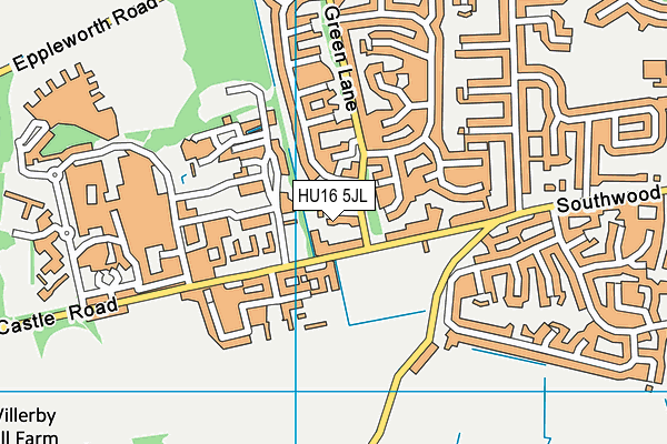 HU16 5JL map - OS VectorMap District (Ordnance Survey)