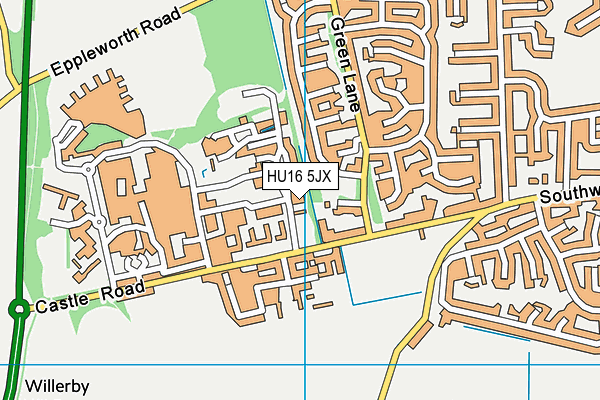 HU16 5JX map - OS VectorMap District (Ordnance Survey)