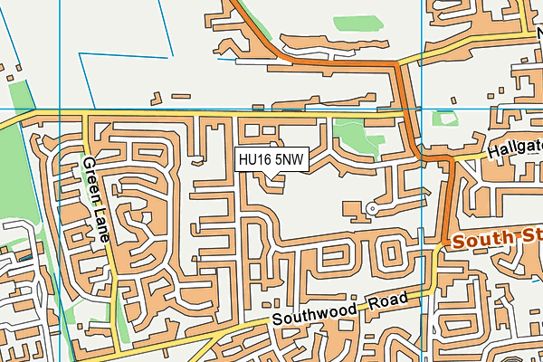 HU16 5NW map - OS VectorMap District (Ordnance Survey)