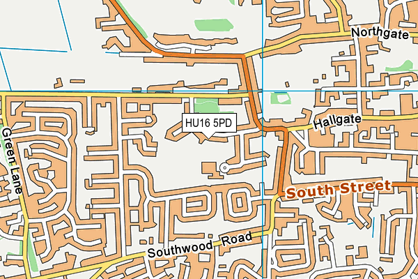 HU16 5PD map - OS VectorMap District (Ordnance Survey)