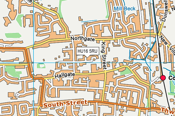 HU16 5RU map - OS VectorMap District (Ordnance Survey)