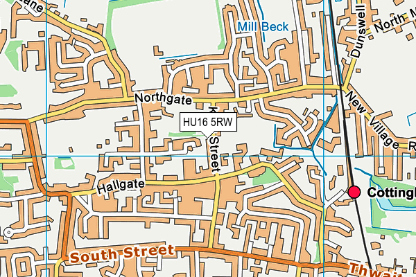 HU16 5RW map - OS VectorMap District (Ordnance Survey)