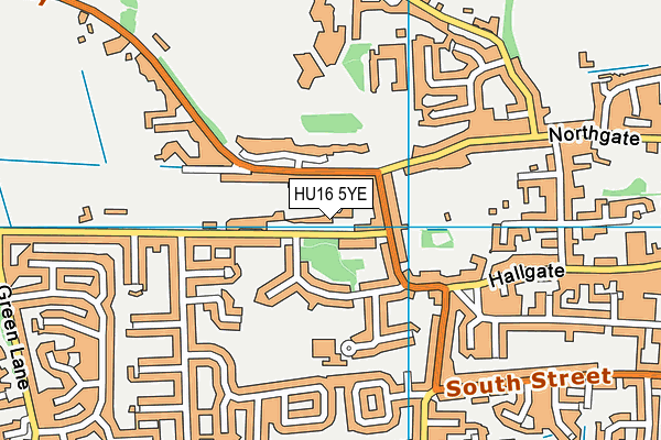 HU16 5YE map - OS VectorMap District (Ordnance Survey)