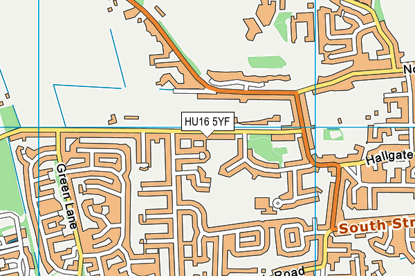 HU16 5YF map - OS VectorMap District (Ordnance Survey)