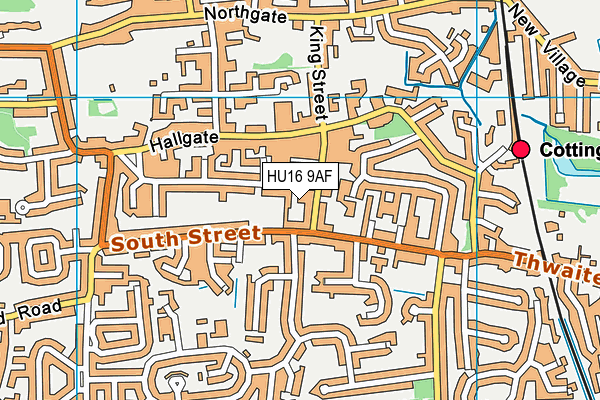 HU16 9AF map - OS VectorMap District (Ordnance Survey)