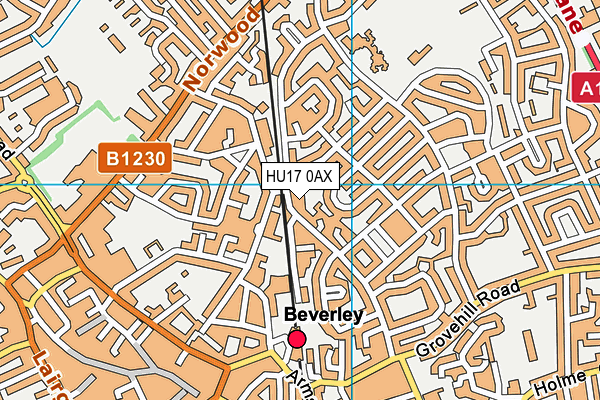 HU17 0AX map - OS VectorMap District (Ordnance Survey)