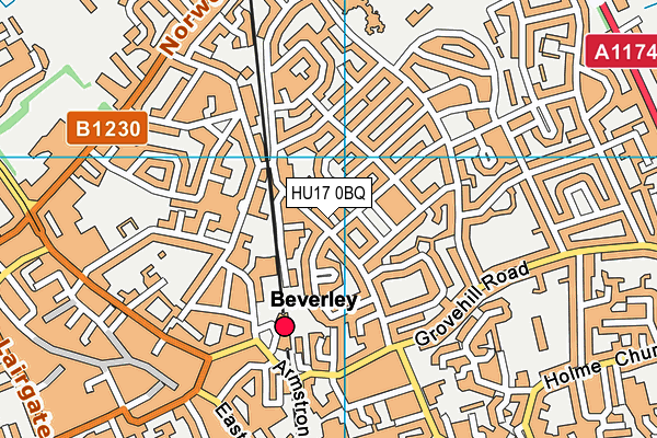 HU17 0BQ map - OS VectorMap District (Ordnance Survey)