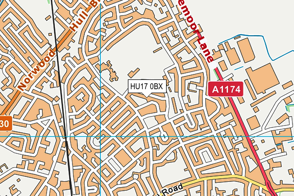 HU17 0BX map - OS VectorMap District (Ordnance Survey)