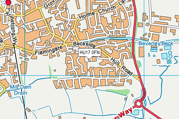 HU17 0FN map - OS VectorMap District (Ordnance Survey)