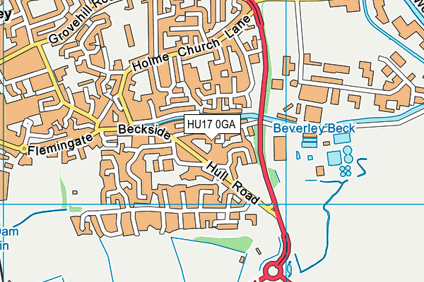 HU17 0GA map - OS VectorMap District (Ordnance Survey)