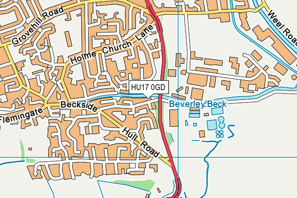 HU17 0GD map - OS VectorMap District (Ordnance Survey)