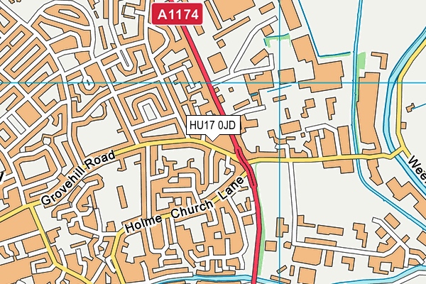 HU17 0JD map - OS VectorMap District (Ordnance Survey)