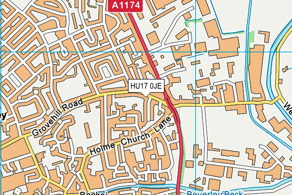 HU17 0JE map - OS VectorMap District (Ordnance Survey)