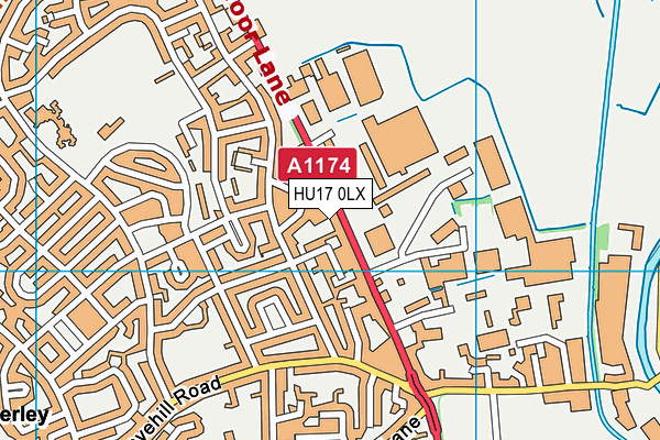 HU17 0LX map - OS VectorMap District (Ordnance Survey)