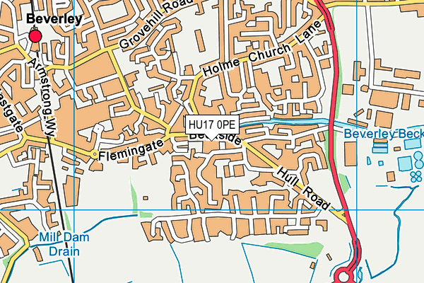 HU17 0PE map - OS VectorMap District (Ordnance Survey)