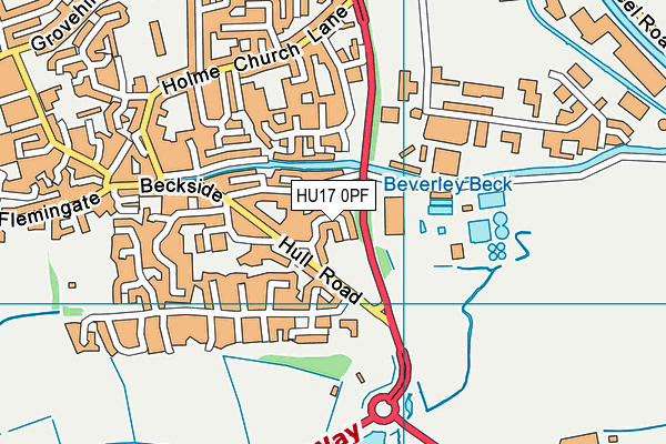 HU17 0PF map - OS VectorMap District (Ordnance Survey)