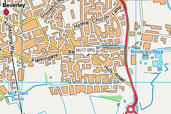 HU17 0PG map - OS VectorMap District (Ordnance Survey)