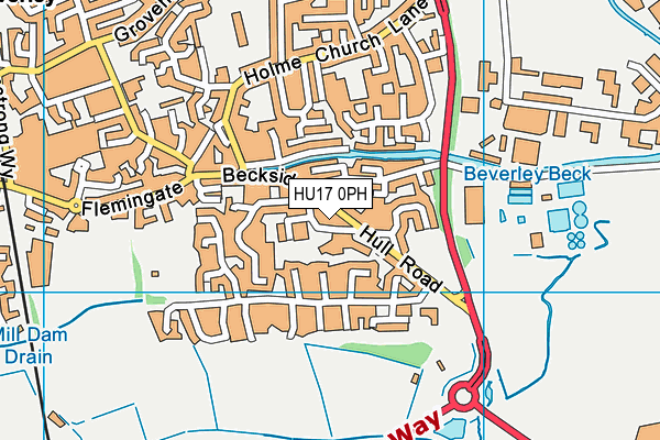 HU17 0PH map - OS VectorMap District (Ordnance Survey)