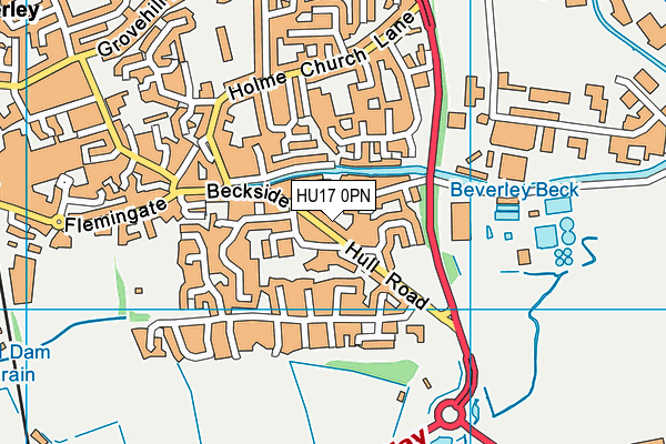 HU17 0PN map - OS VectorMap District (Ordnance Survey)