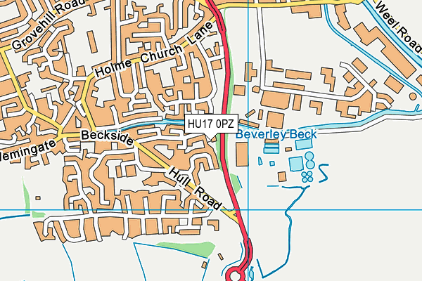 HU17 0PZ map - OS VectorMap District (Ordnance Survey)