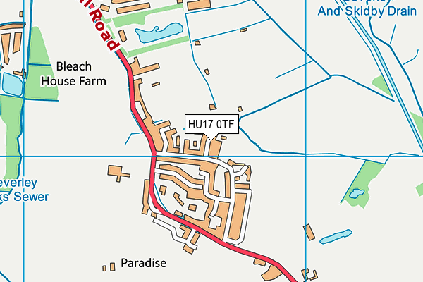 HU17 0TF map - OS VectorMap District (Ordnance Survey)