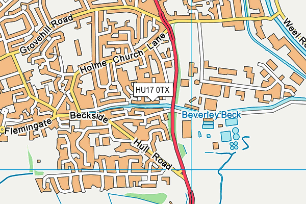 HU17 0TX map - OS VectorMap District (Ordnance Survey)