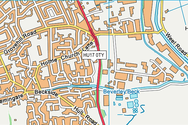 HU17 0TY map - OS VectorMap District (Ordnance Survey)