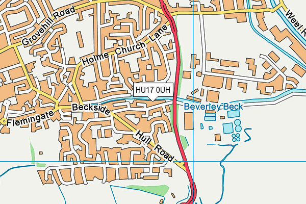 HU17 0UH map - OS VectorMap District (Ordnance Survey)