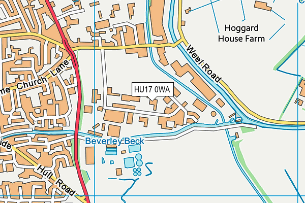HU17 0WA map - OS VectorMap District (Ordnance Survey)