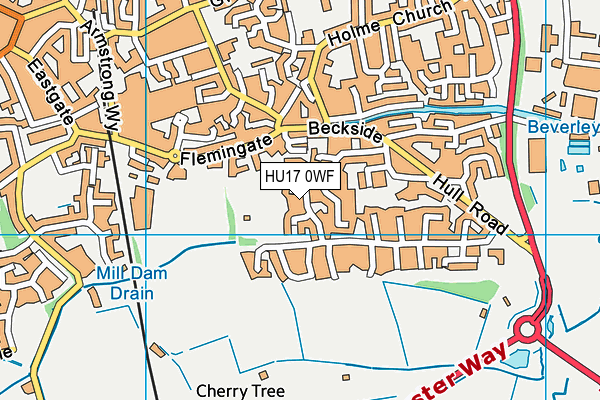 HU17 0WF map - OS VectorMap District (Ordnance Survey)