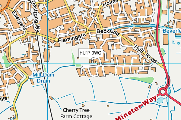 HU17 0WG map - OS VectorMap District (Ordnance Survey)