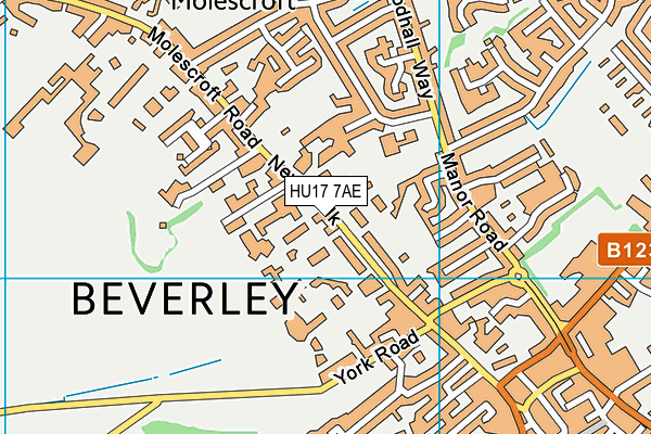 HU17 7AE map - OS VectorMap District (Ordnance Survey)