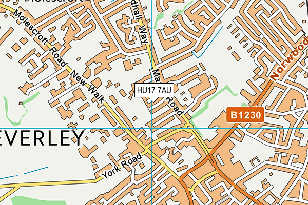 HU17 7AU map - OS VectorMap District (Ordnance Survey)