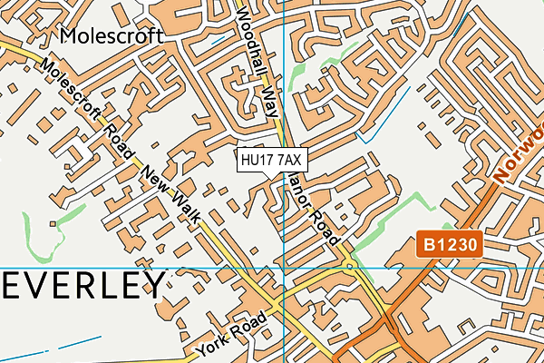 HU17 7AX map - OS VectorMap District (Ordnance Survey)