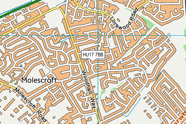 HU17 7BB map - OS VectorMap District (Ordnance Survey)