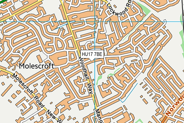 HU17 7BE map - OS VectorMap District (Ordnance Survey)