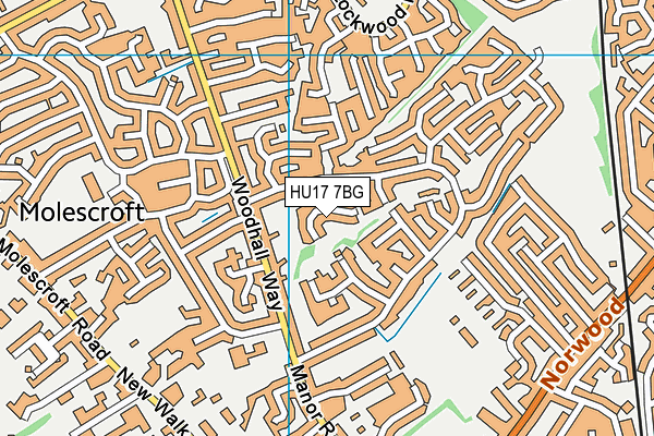 HU17 7BG map - OS VectorMap District (Ordnance Survey)