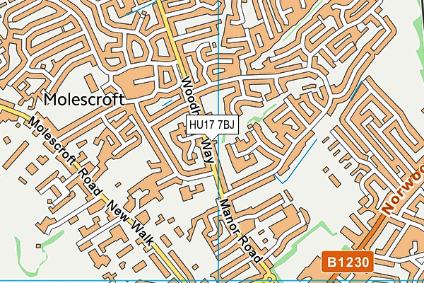 HU17 7BJ map - OS VectorMap District (Ordnance Survey)