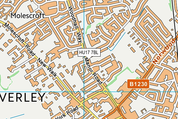 HU17 7BL map - OS VectorMap District (Ordnance Survey)