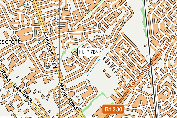 HU17 7BN map - OS VectorMap District (Ordnance Survey)