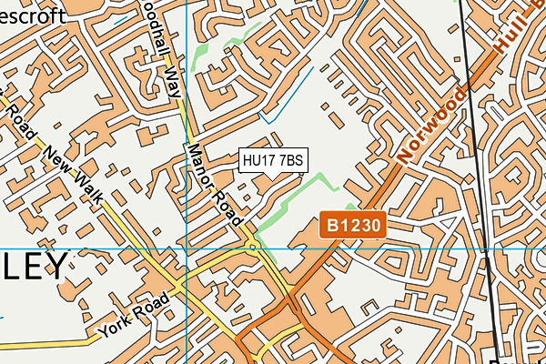HU17 7BS map - OS VectorMap District (Ordnance Survey)