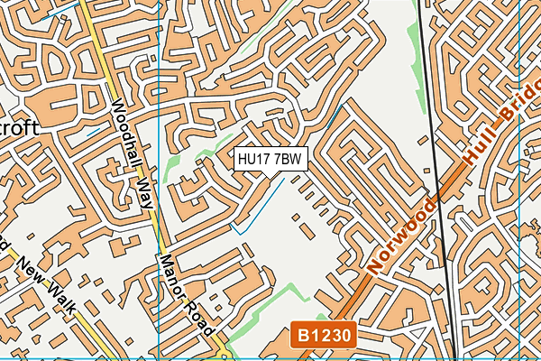 HU17 7BW map - OS VectorMap District (Ordnance Survey)