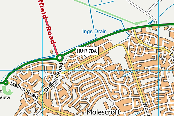 HU17 7DA map - OS VectorMap District (Ordnance Survey)