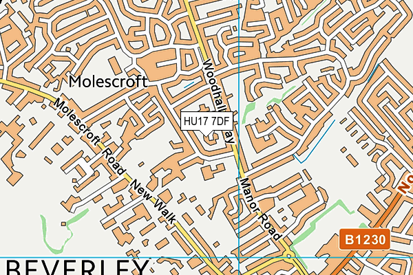 HU17 7DF map - OS VectorMap District (Ordnance Survey)