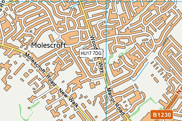 HU17 7DG map - OS VectorMap District (Ordnance Survey)