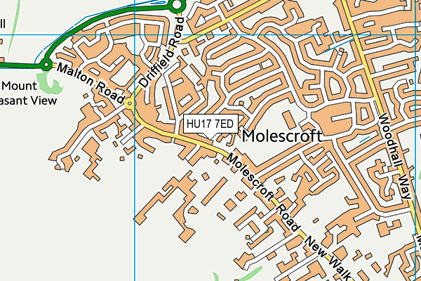 HU17 7ED map - OS VectorMap District (Ordnance Survey)